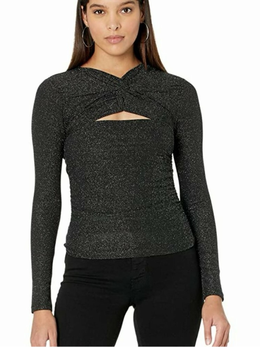 ALL SAINTS Caelum Metallic Long Sleeve Shirt XS - Black/Gunmetal